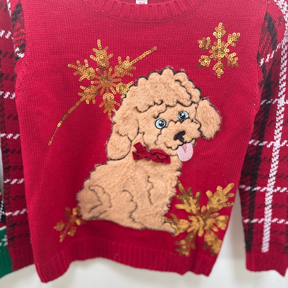 32 Degrees Festive Red Sweater with Gold Accents